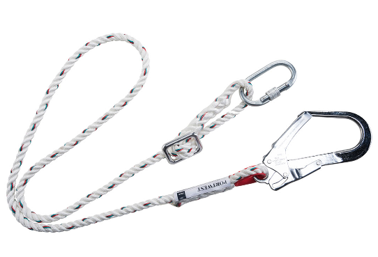 Portwest - Adjustable Restraint Lanyard White 2m with Scaff hook