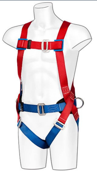  Portwest - 2 Point Comfort Safety Harness - Red with a sliding dorsal D-Ring