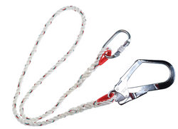  Single Restraint Lanyard - Length 1.5m - White - with Scaffold Hook