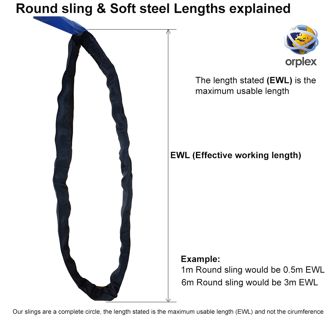 12.0t SWL Orange Roundsling - 1m to 20m Circ / 0.5m to 10.0m Effective Working Length