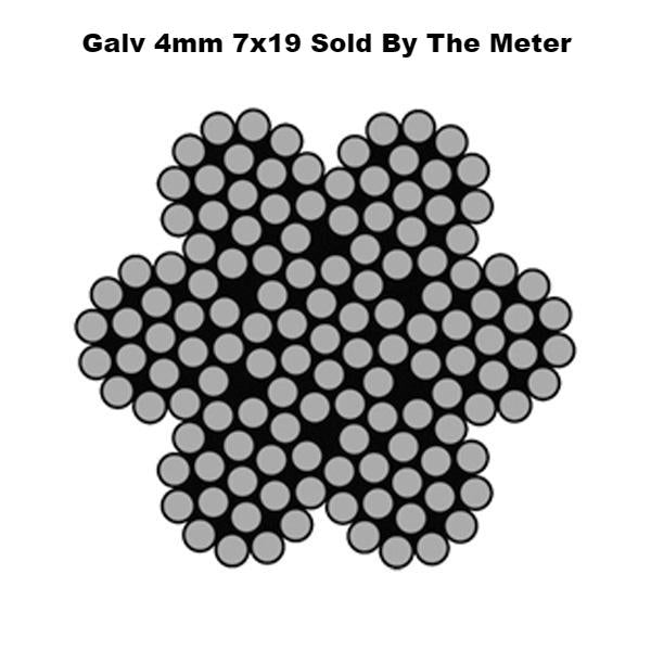 4mm By the Meter 7 x 19 Galvanised Wire Rope