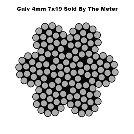 4mm By the Meter 7 x 19 Galvanised Wire Rope