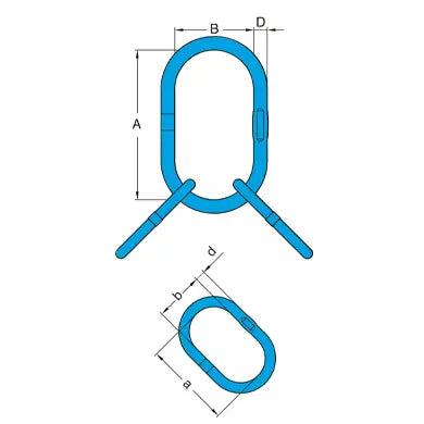 YOKE Grade 100 Master Link Sub Assemblies for 3 & 4 Leg Chain Slings Dimensions