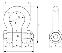 Green Pin Grade 6 Bow Shackles with Bolt and Safety Nut