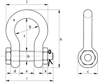 Green Pin Grade 6 Bow Shackles with Bolt and Safety Nut