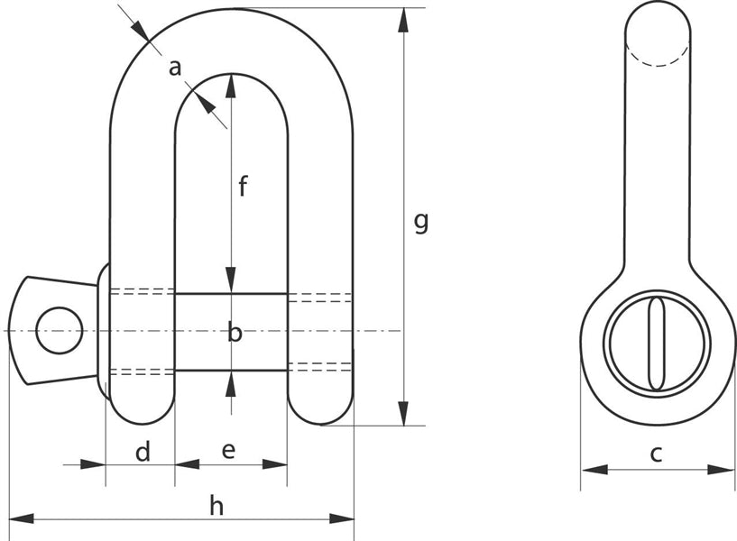 Green Pin Standard DEE Shackles with Screw Collar Pin