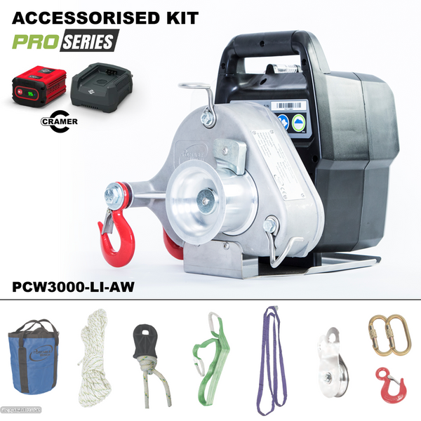 PCW3000 Battery Pulling Winch - Max Pulling Force 1000kg - Winching Kit from RiggingUK